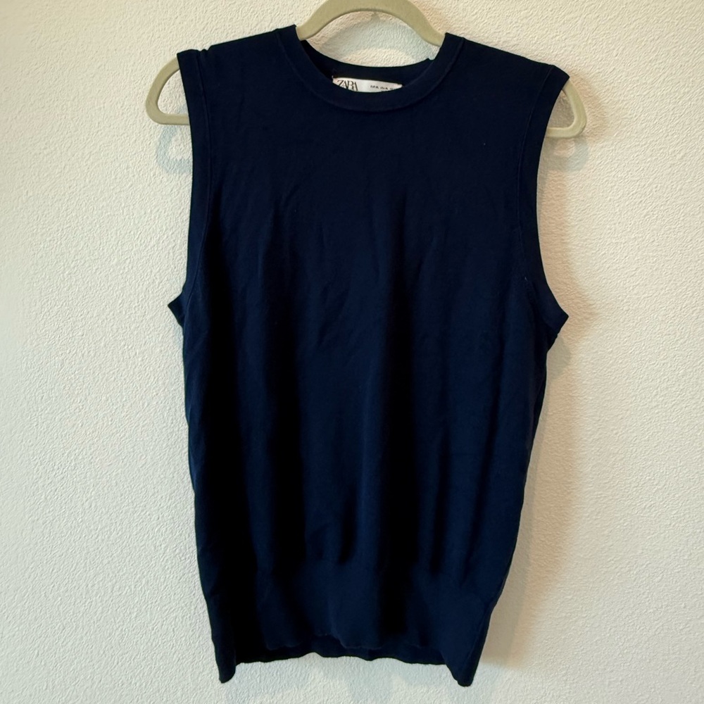 Zara Navy Blue Crew Neck Sweater